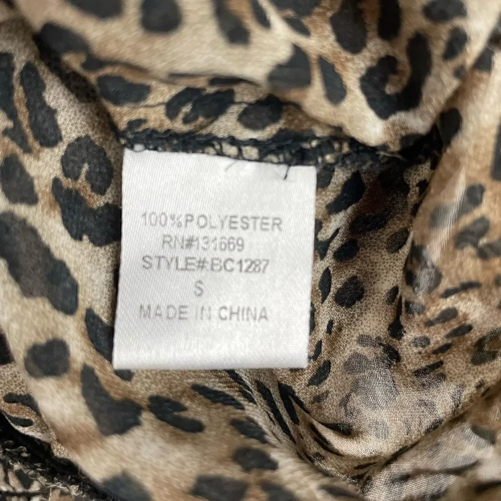 Bar & Chic Leopard Print Blouse Top Size S EUC